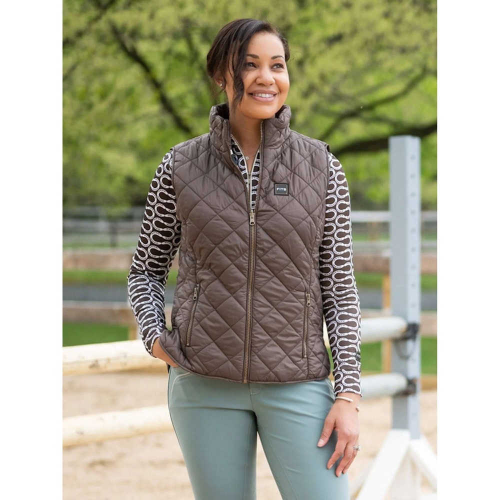 FITS Everly Reversible Vest in Chocolate‎ Brown Stripe  Women's Size Medium